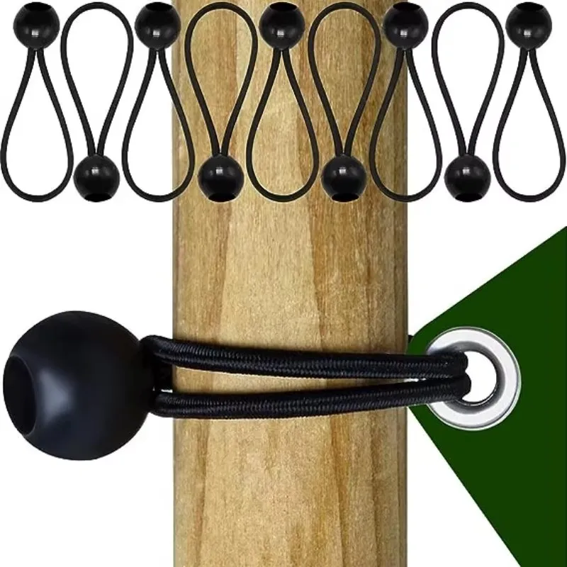 50/10pcs Bungee Ball Tarps Canvas Tarpaulin Flagpole Ties Cord Ends Elastic Rope Lace Fixed Boat Pole Camping Tent Accessories