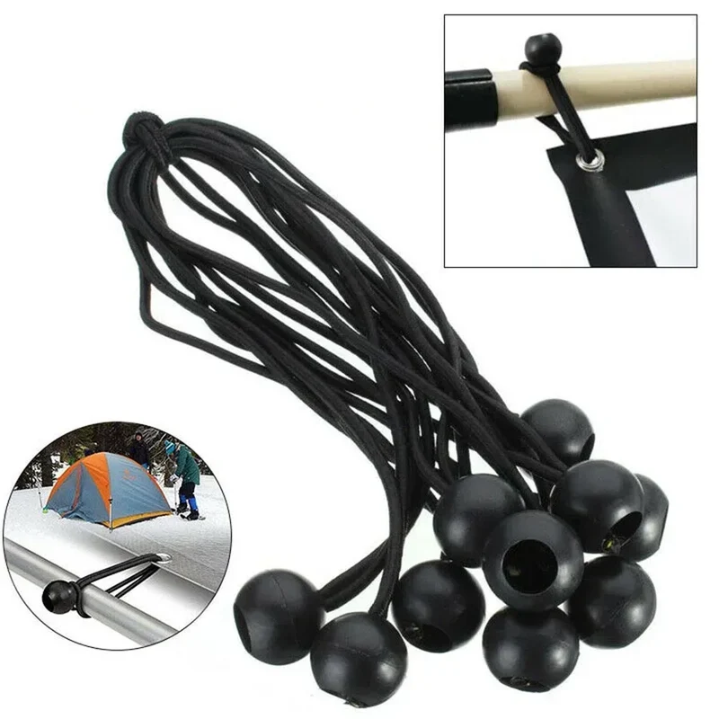 50/10pcs Bungee Ball Tarps Canvas Tarpaulin Flagpole Ties Cord Ends Elastic Rope Lace Fixed Boat Pole Camping Tent Accessories