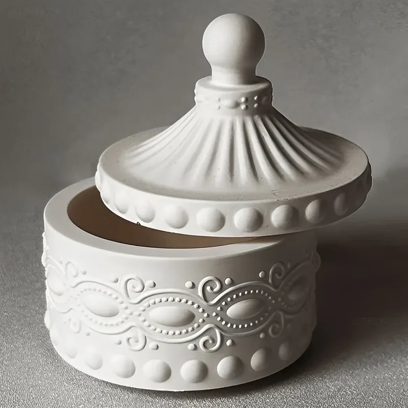 Gem Storage Box Silicone Mold DIY Concrete Round Bottle Making Mold, Used For Candle Cups, Jewelry Boxes, Vases, Fragrance Cups