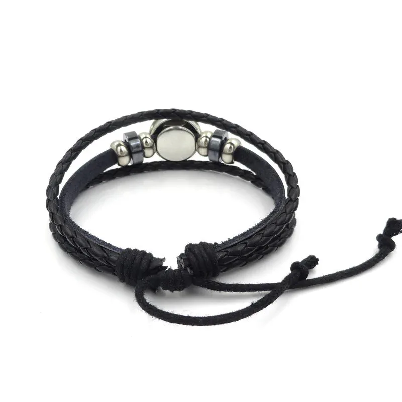 Lucifer Satan Baxter Glass Pendant Leather Knitted Bracelet Handmade Multi Layer Beaded Handicraft Gifts for Family, Girlfriend
