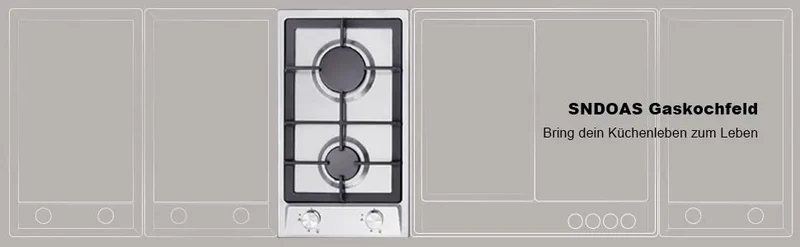 Stainless Steel Gas Hob Automatic Flame Protection 2 Bulbs | Dual Fuel Natural Gas/Propane Built-in/Freestanding 2400W 220-240V
