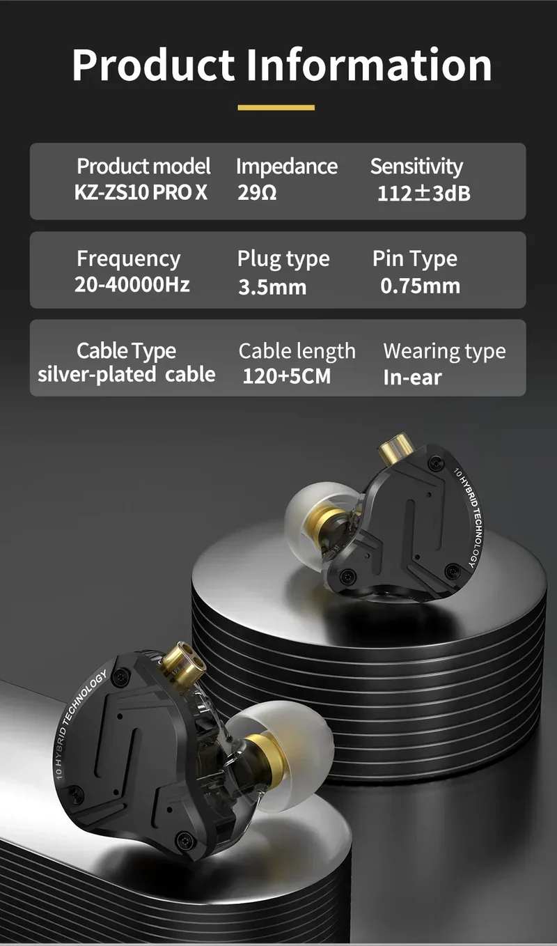 KZ ZS10 Pro X Wired Earphones HIFI Stereo Bass Muisc Sport Headphones Monitor Stage Live Metal Earbuds Gaming Headset PK ZSN PRO