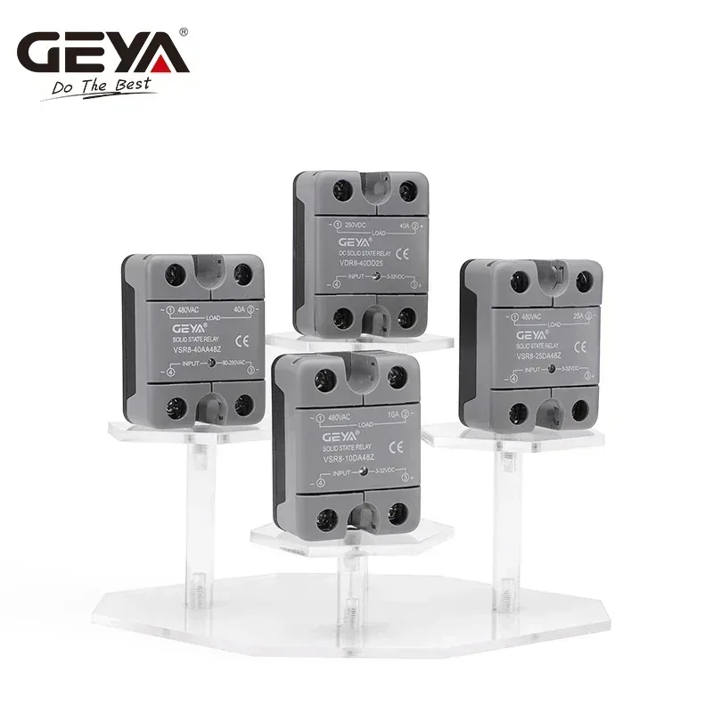 GEYA Single Phase Solid State Relay SSR 10DA 25DA 40DA Relay DC to AC 3-32V Input DC & 24-480VAC Output VSR8