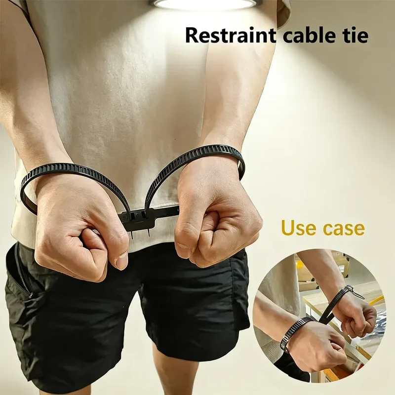 2/20PCS 27.5" Heavy Duty Police Plastic Handcuffs – Flexible Self-Locking Double-Head Nylon Cable Zip Ties