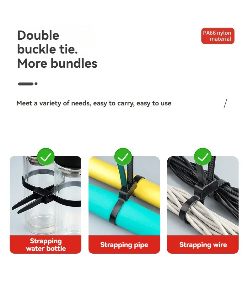 2/20PCS 27.5" Heavy Duty Police Plastic Handcuffs – Flexible Self-Locking Double-Head Nylon Cable Zip Ties