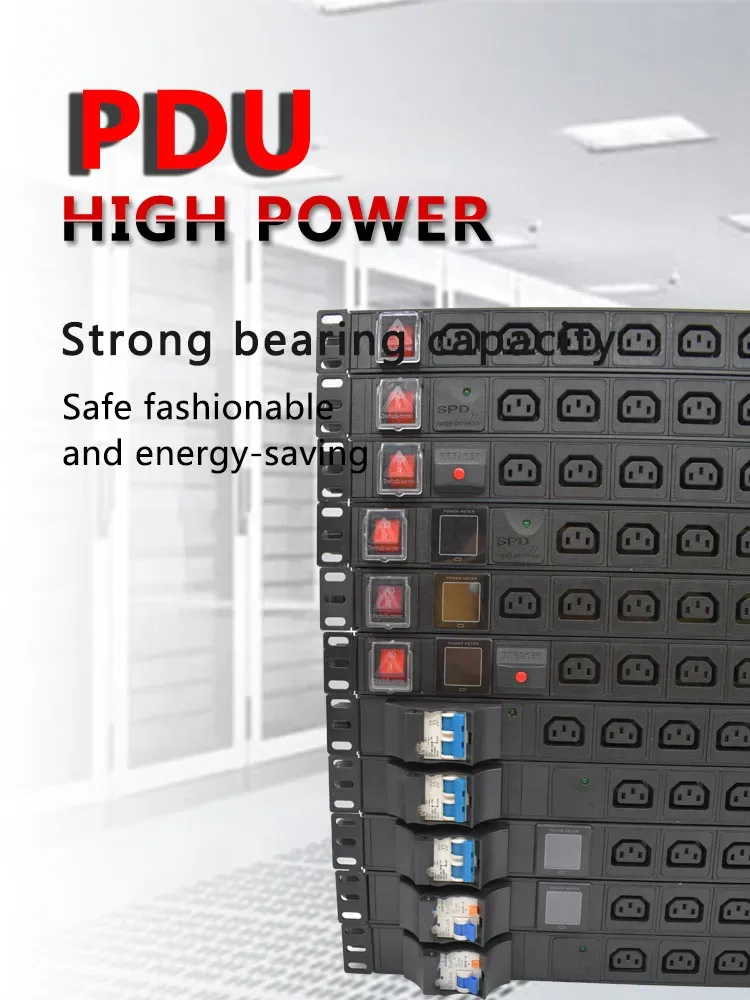 19 inches PDU SPD ammeter overload protection air switch Short circuit switch module power strip IEC-320 C13 output C14 PLUG