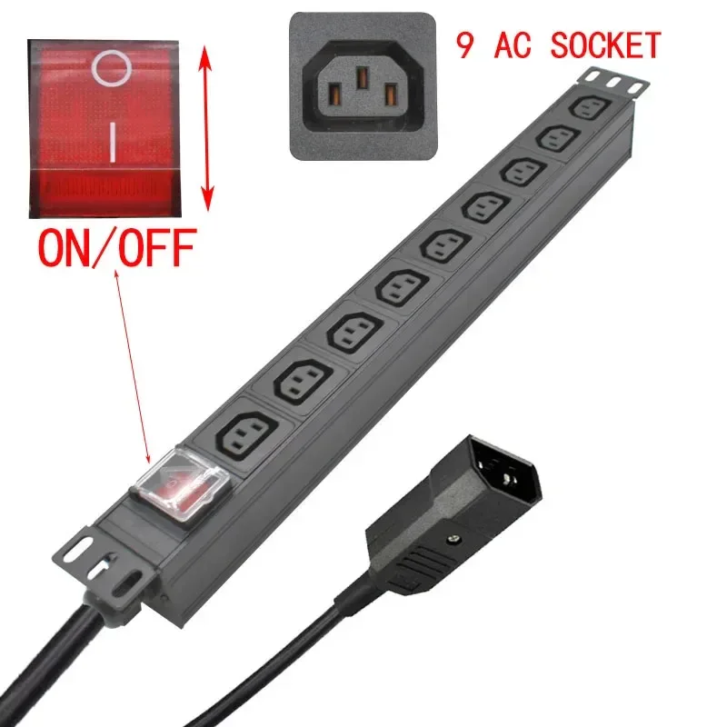 19 inches PDU SPD ammeter overload protection air switch Short circuit switch module power strip IEC-320 C13 output C14 PLUG