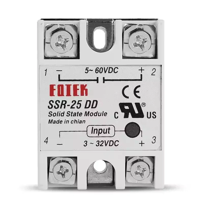 DC-DC Single Phase Solid State Relay SSR Module 10A 25A 40A 60A 80A 100A Input Voltage 3-32V 12V to 5-60V DC Output Load Relays