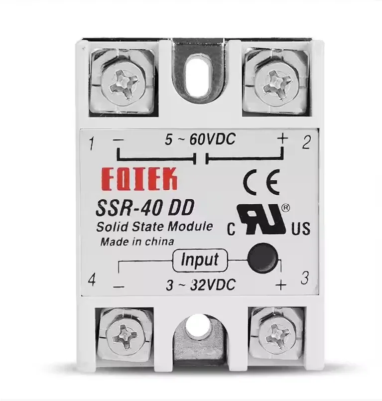 DC-DC Single Phase Solid State Relay SSR Module 10A 25A 40A 60A 80A 100A Input Voltage 3-32V 12V to 5-60V DC Output Load Relays