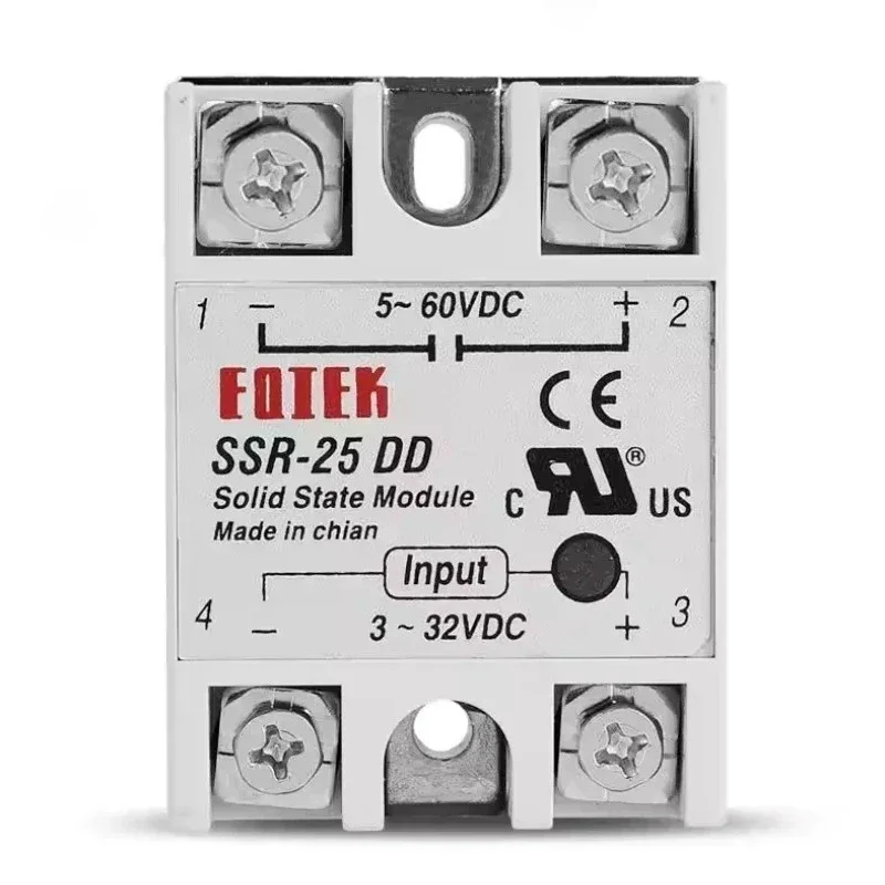 DC-DC Single Phase Solid State Relay SSR Module 10A 25A 40A 60A 80A 100A Input Voltage 3-32V 12V to 5-60V DC Output Load Relays