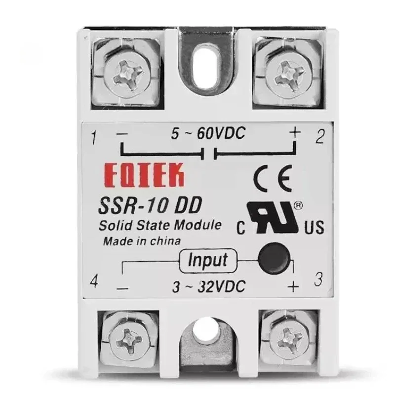 DC-DC Single Phase Solid State Relay SSR Module 10A 25A 40A 60A 80A 100A Input Voltage 3-32V 12V to 5-60V DC Output Load Relays
