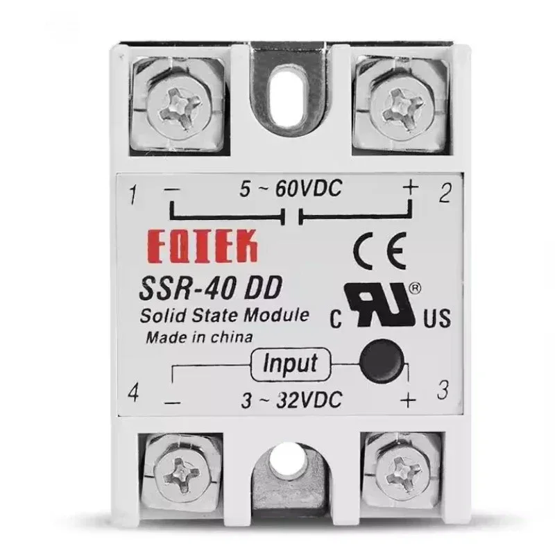 DC-DC Single Phase Solid State Relay SSR Module 10A 25A 40A 60A 80A 100A Input Voltage 3-32V 12V to 5-60V DC Output Load Relays
