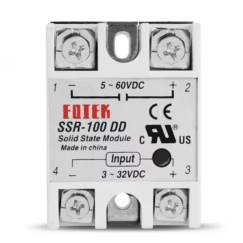 DC-DC Single Phase Solid State Relay SSR Module 10A 25A 40A 60A 80A 100A Input Voltage 3-32V 12V to 5-60V DC Output Load Relays