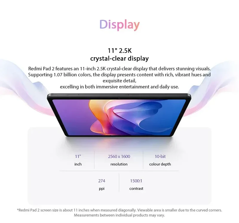 Xiaomi Redmi Pad 2 4GB/128GB 6GB/128GB 8GB/256GB EU 9000mAh Battery 11" 2.5K WiFi Global Version Tablet PC