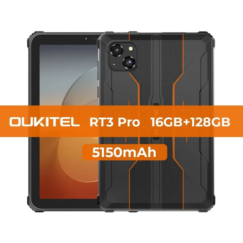 OUKITEL RT3 PRO 8-inch HD Rugged Tablet 13.9mm Ultra-Slim Profile IP68 &IP69K & MIL-STD-810H, 16(4+12)GB +128GB, 5150mAh Battery