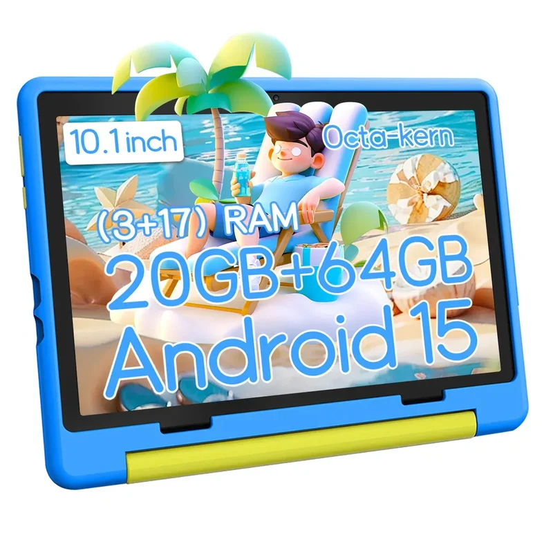 Kid Tablet 10Inch Android15 20GB RAM 64GB ROM 128GB Expandable 5000mAh 8-Core WiFi Bluetooth Children's Gift KIDOZ Kids Software