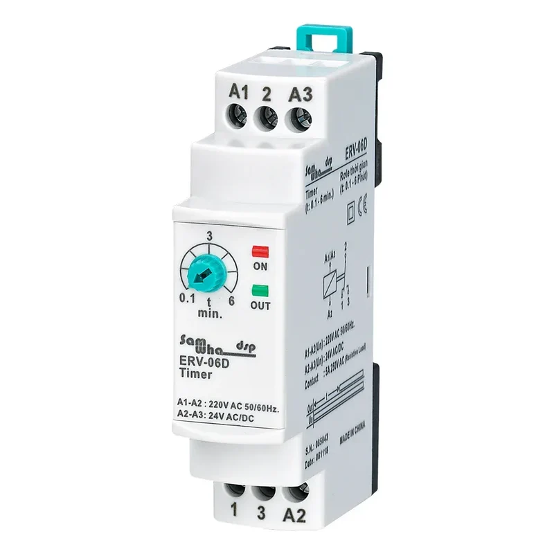 Samwha-Dsp ERV-06D On Delay Time Relay Electronic Adjustable (0.1-6min.)