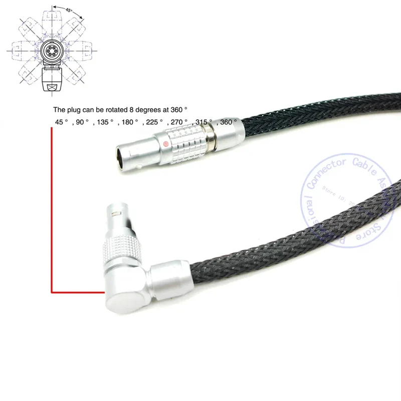 ARRI ALEXA RED Flexible Braid Power Cable for Teradek Bolt 4K XT LT, SmallHD monitor, 0B 2 Pin Straight Male to 2Pin Right Angle