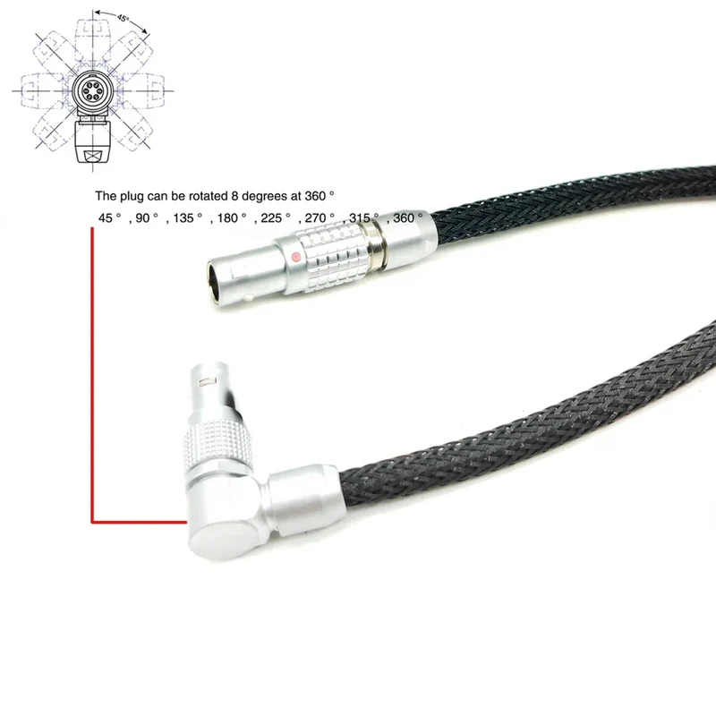 ARRI ALEXA RED Flexible Braid Power Cable for Teradek Bolt 4K XT LT, SmallHD monitor, 0B 2 Pin Straight Male to 2Pin Right Angle