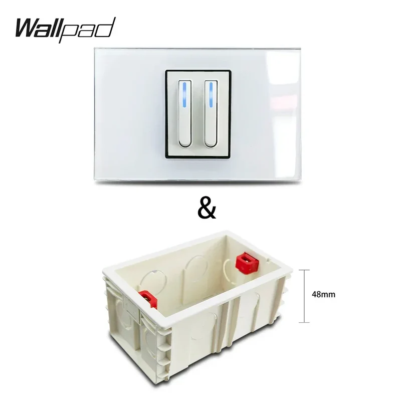 1 2 3 Gang Way Stair Cross Pass White Glass Switch DIY AU US 118*75mm 153*75mm 191*75mm Fan Dimmer Retro Switch with LED Wallpad