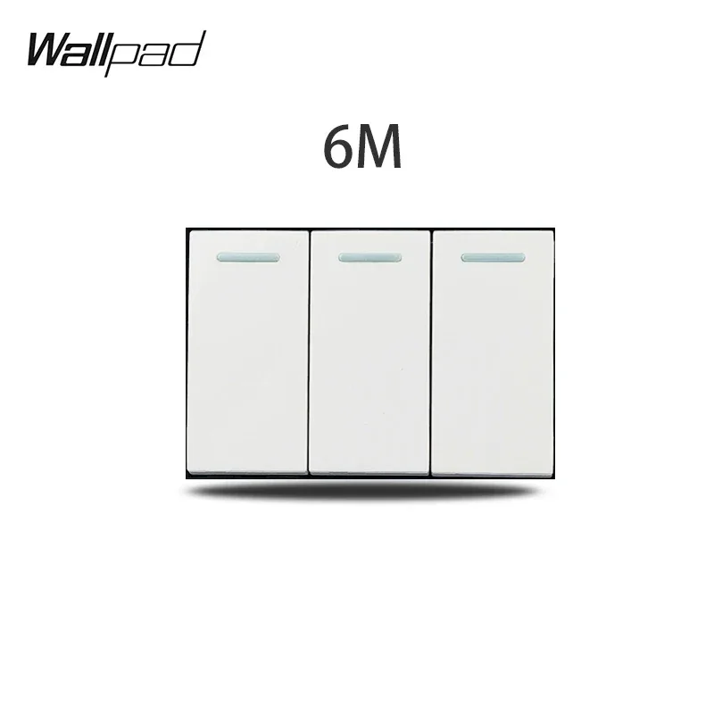 1 2 3 Gang Way Stair Cross Pass White Glass Switch DIY AU US 118*75mm 153*75mm 191*75mm Fan Dimmer Retro Switch with LED Wallpad