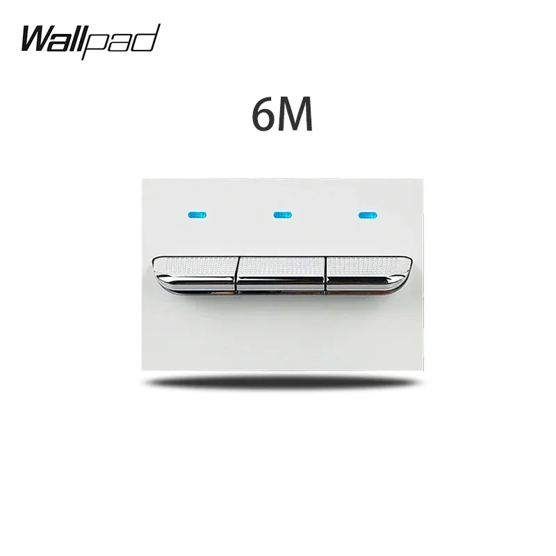 1 2 3 Gang Way Stair Cross Pass White Glass Switch DIY AU US 118*75mm 153*75mm 191*75mm Fan Dimmer Retro Switch with LED Wallpad