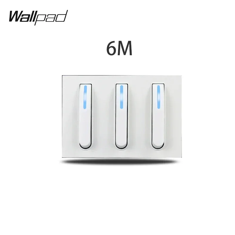 1 2 3 Gang Way Stair Cross Pass White Glass Switch DIY AU US 118*75mm 153*75mm 191*75mm Fan Dimmer Retro Switch with LED Wallpad
