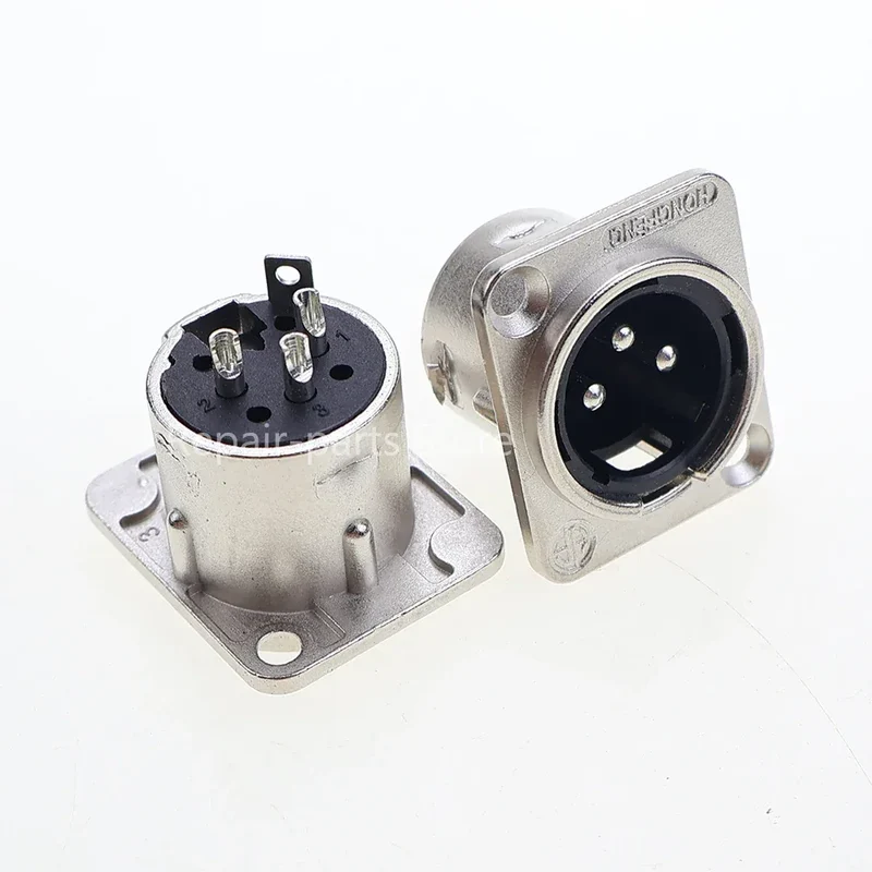 Male Female Panel Audio Microphone HF XLR 3pin Jack Plug Connector Black silver YS145BG YS146BG Copper Contact XLR Metal Socket