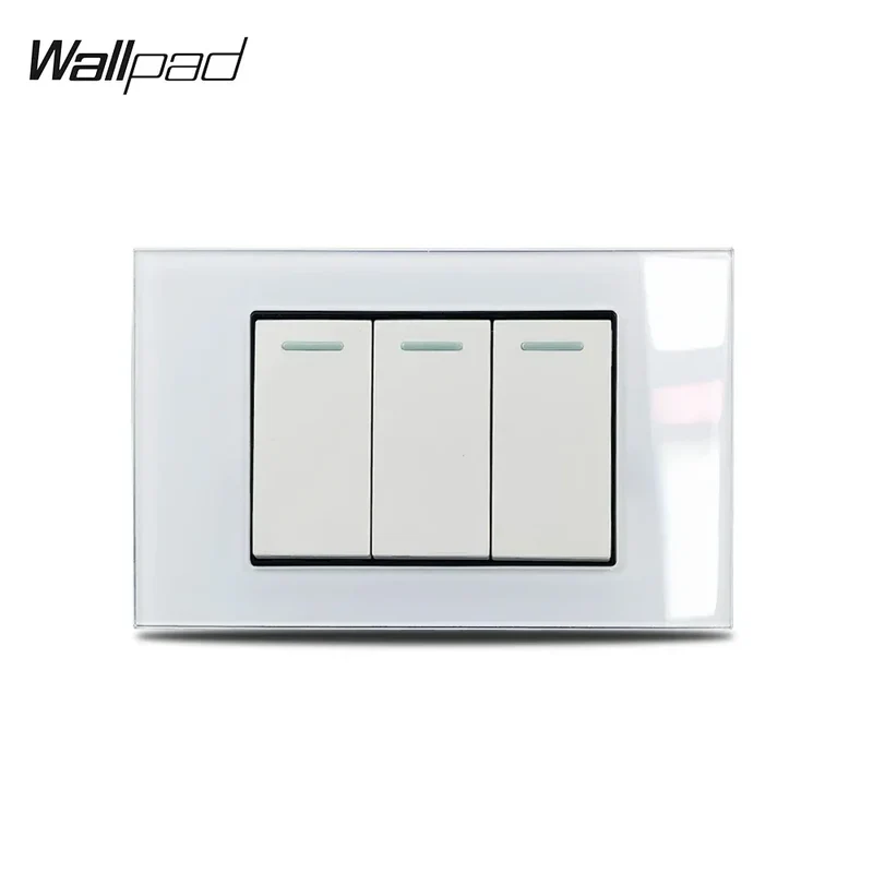 White Glass Panel 118*75mm 1 2 3 4 Gang Doorbell Reset Momentary Curtain Light Switch Wallpad US Brazil AU IT IL Push Button 6M