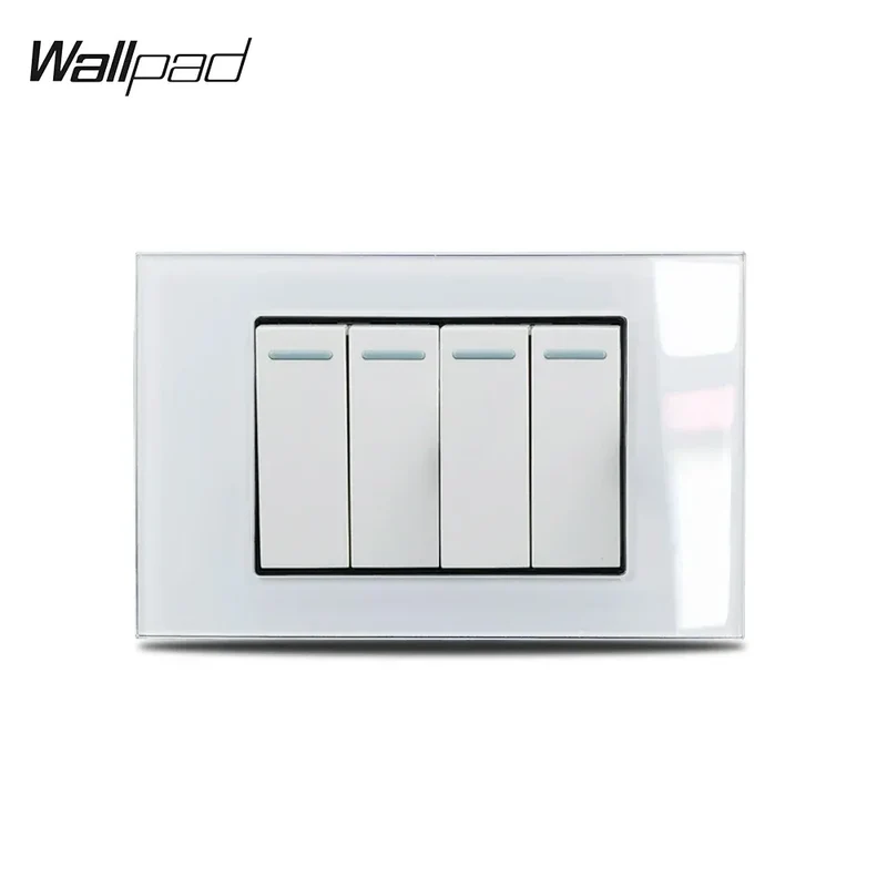 White Glass Panel 118*75mm 1 2 3 4 Gang Doorbell Reset Momentary Curtain Light Switch Wallpad US Brazil AU IT IL Push Button 6M