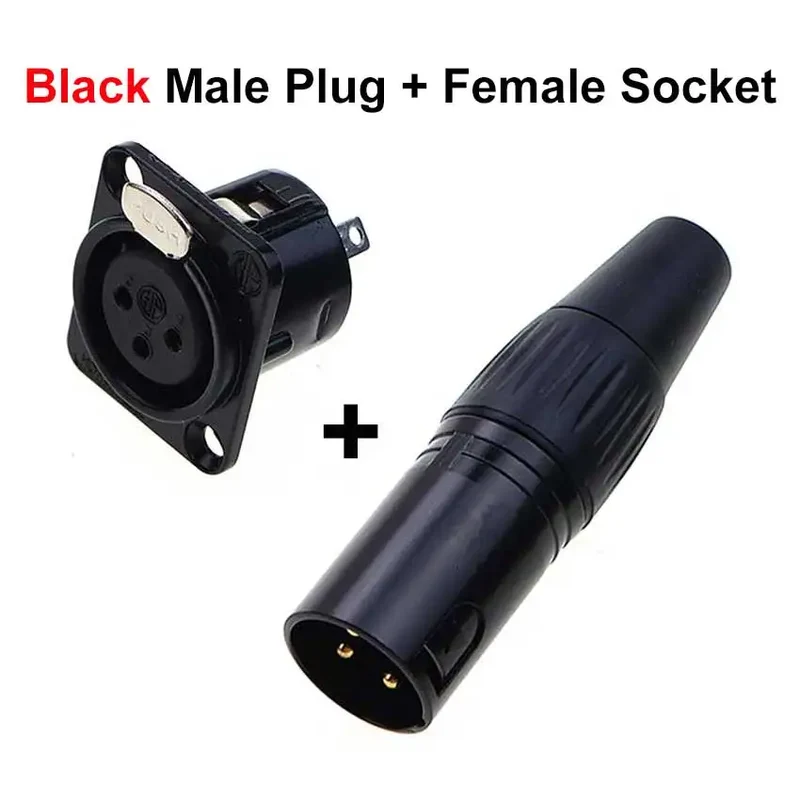 JCD XLR 3pin Male Female Panel Audio Microphone Mixer Plug Jack Connector YS145 YS146 Male Female 3 Core XLR Metal Socket