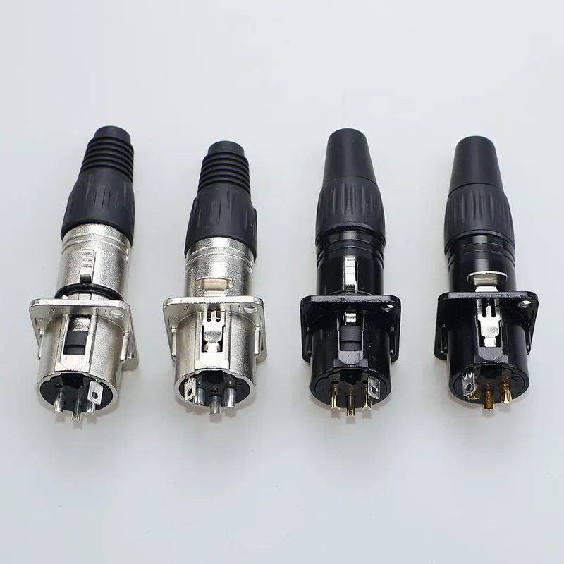JCD XLR 3Pin Male/Female Microphone Audio Cable Plug Panel Pure Black Silver Copper Gold-Plated XLR Connector Socket