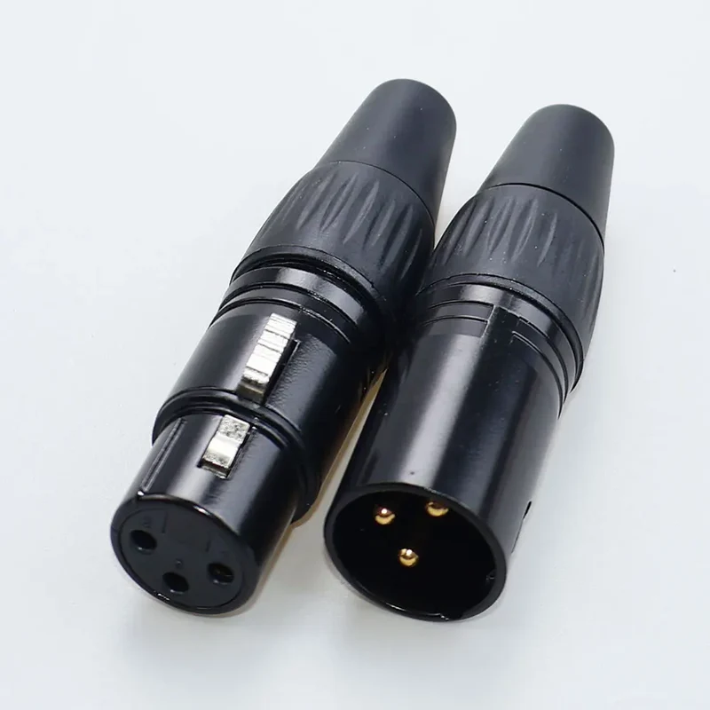 JCD XLR 3Pin Male/Female Microphone Audio Cable Plug Panel Pure Black Silver Copper Gold-Plated XLR Connector Socket