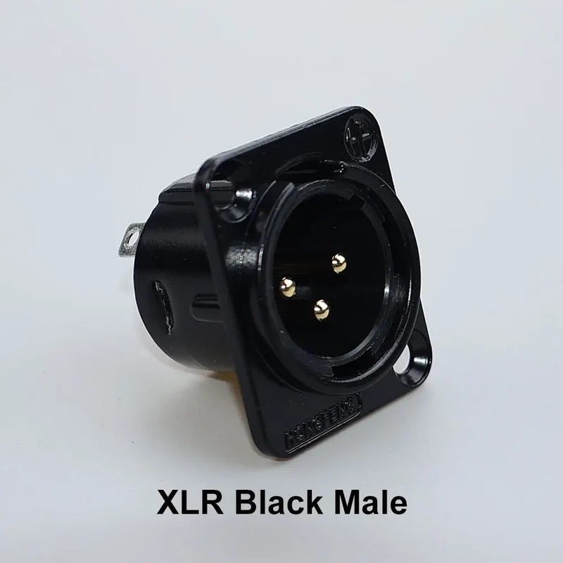 JCD XLR 3Pin Male/Female Microphone Audio Cable Plug Panel Pure Black Silver Copper Gold-Plated XLR Connector Socket