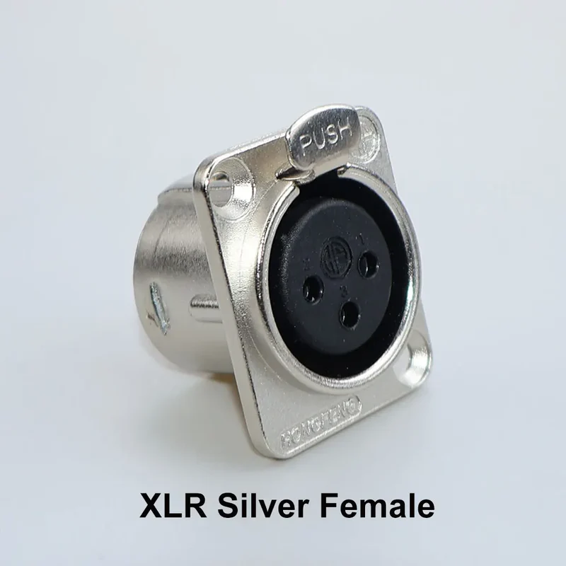 JCD XLR 3Pin Male/Female Microphone Audio Cable Plug Panel Pure Black Silver Copper Gold-Plated XLR Connector Socket