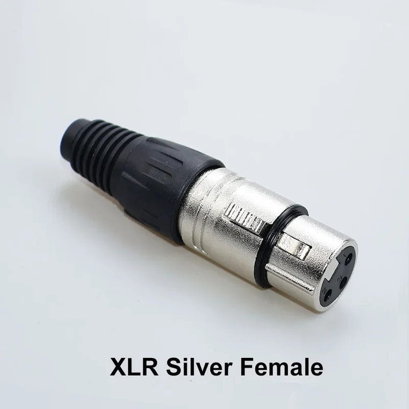 JCD XLR 3Pin Male/Female Microphone Audio Cable Plug Panel Pure Black Silver Copper Gold-Plated XLR Connector Socket