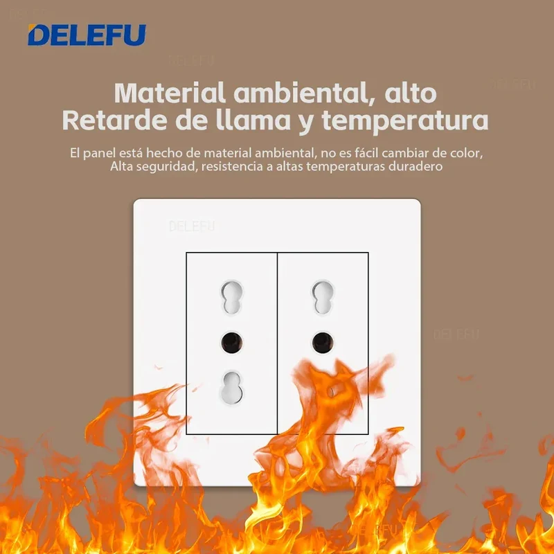 DELEFU86 PC White Flame Retardant Panel Italy Standard Wall Socket USB Type C Socket German Italian Socke EU Socket