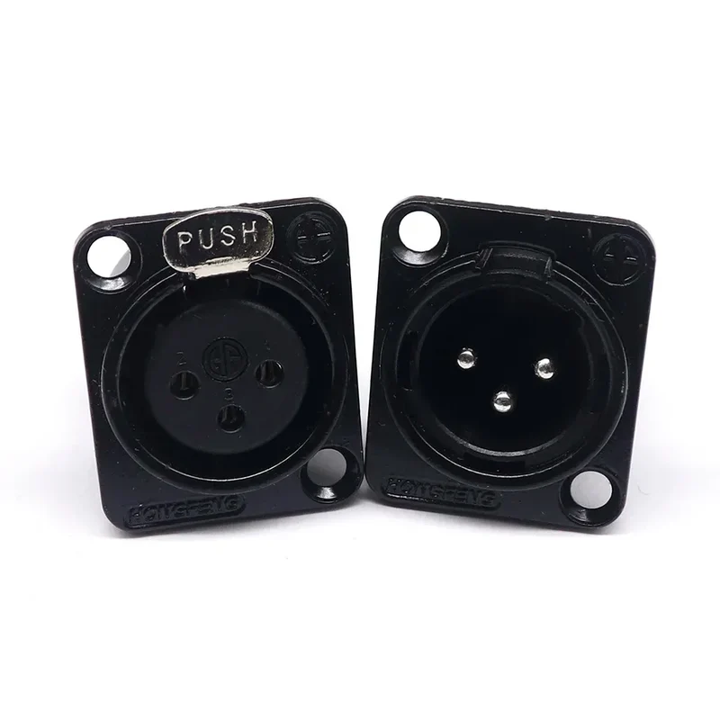 3pin black HF XLR connector 3pin D male female audio microphone socket for 86 panel YS145 YS146 YS145BG YS146BG