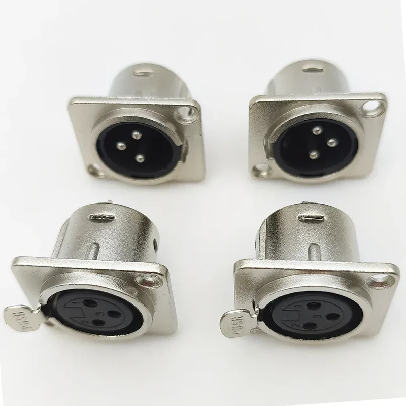 5/10Pcs 3Pin Metal XLR Socket Male Female Panel Mount Chassis Socket Audio Microphone Jack Plug Connector