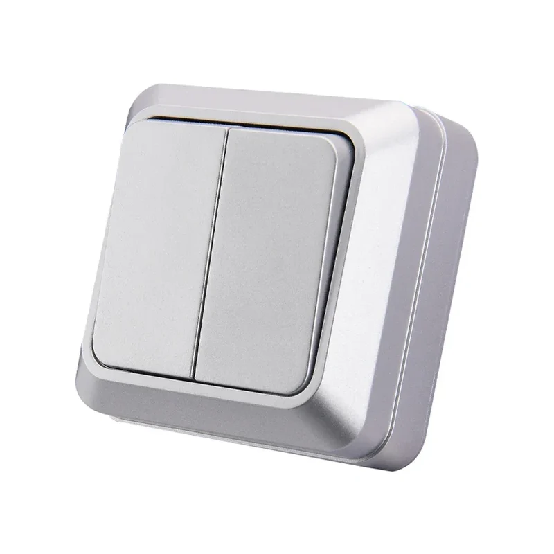 Blue Flame Retardant EU Standard Spray Plastic Rocker Switch Wall Surface 2 Gang 1 Way Button Light Switch On/Off Classic Switch