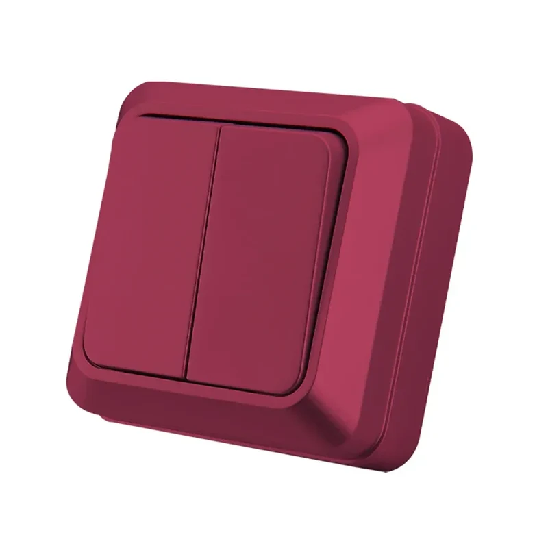 Blue Flame Retardant EU Standard Spray Plastic Rocker Switch Wall Surface 2 Gang 1 Way Button Light Switch On/Off Classic Switch