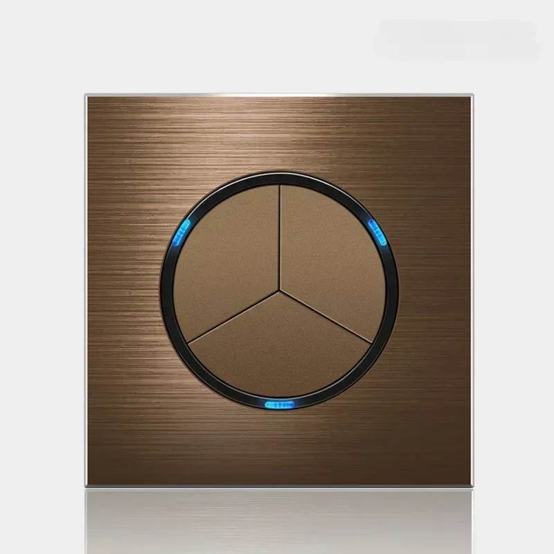 High quality coffee color universal Retro Eu FR 220V wall light switch,Reset button switch electrical socket with LED indicator