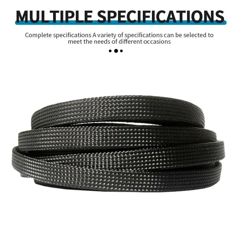 1m/5m/10m Flame Retardant Nylon Braided Wire Mesh Tubing PET Expandable Sleeving Cable and Wire Protection