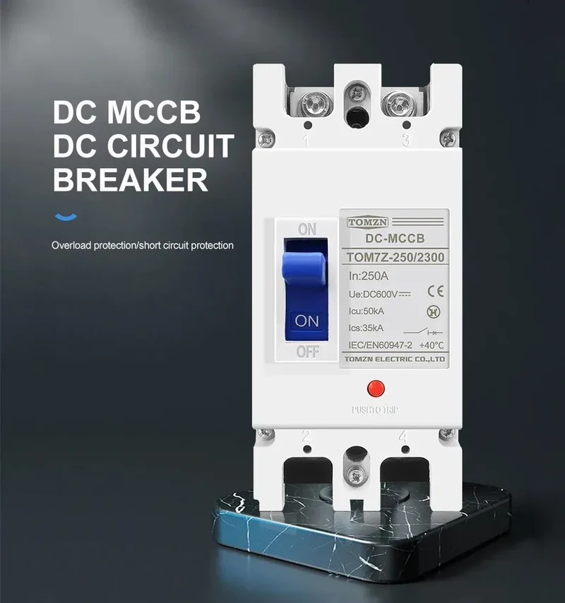 TOMZN 2P DC MCCB 600V Solar Molded Case Circuit Breaker Overload Protection Switch Protector for Solar Photovoltaic PV