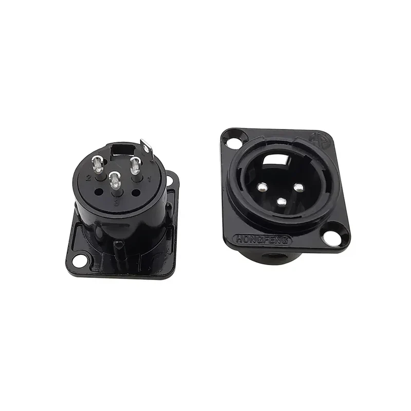 1/2/10Pcs XLR 3 Pin Male Female Panel Mount Chassis Socket Audio Microphone Plug Jack Connector Black