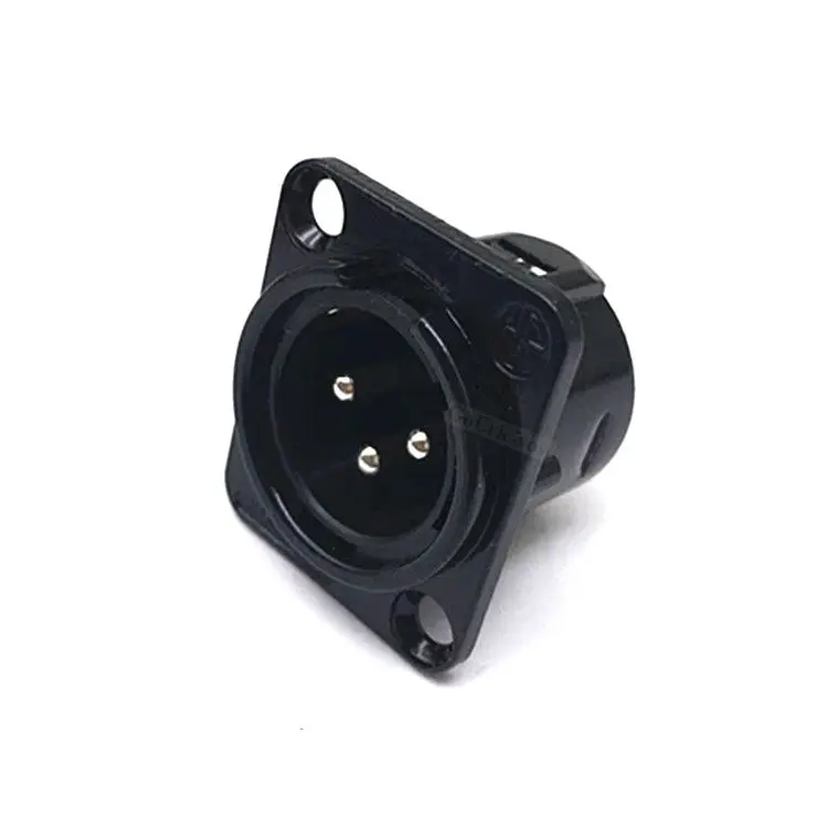 1pcs 3,4,5,6,7 pin Male/Female Black/Silver Metal Square XLR Speaker Panel mount socket Connector