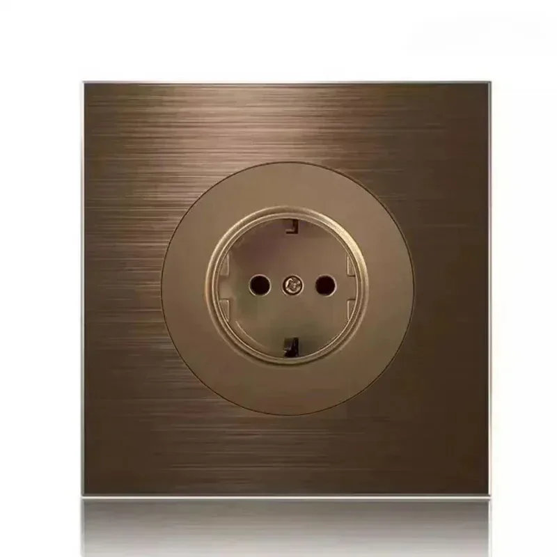 High quality coffee color universal Retro Eu FR 220V wall light switch,Reset button switch electrical socket with LED indicator