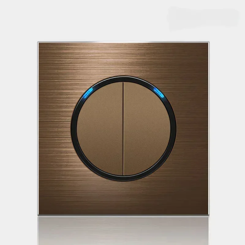 High quality coffee color universal Retro Eu FR 220V wall light switch,Reset button switch electrical socket with LED indicator