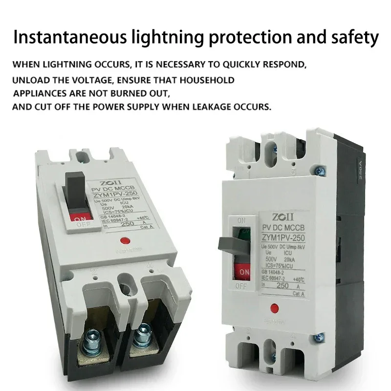 Solar Molded Case DC Circuit Breaker MCCB Overload Protection Switch Protector Solar Photovoltaic PV 150A 250A Battery Isolator