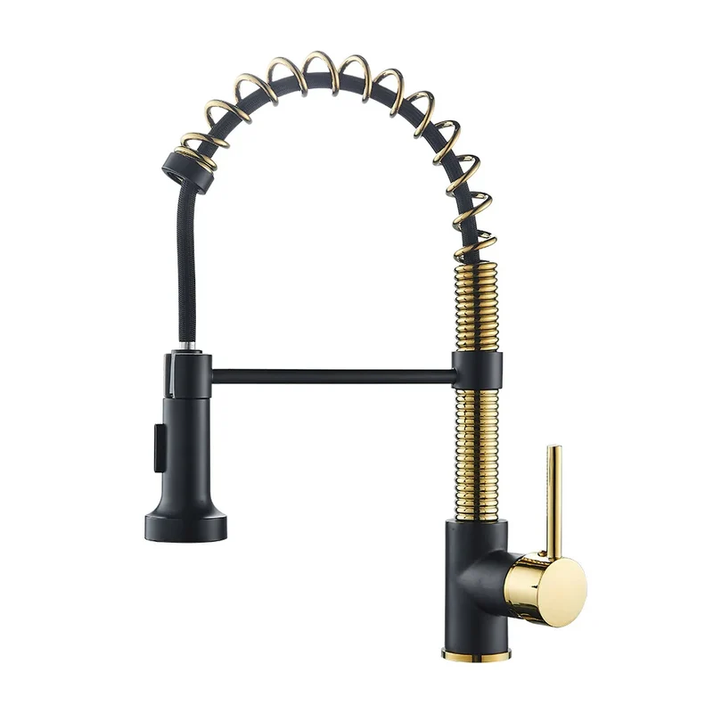 Kitchen Faucet Mixer Tap Black Gold Pull Out Spring Kitchen Faucets